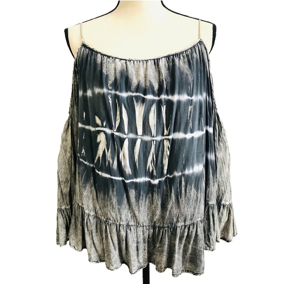 The Line of Style Tops - The Line of Style Goth Boho Cold Shoulder Blouse